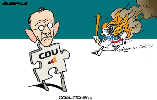 Cartoon: Puzzle pieces (medium) by Amorim tagged germany,cdu,afd,friedrich,merz,germany,cdu,afd,friedrich,merz