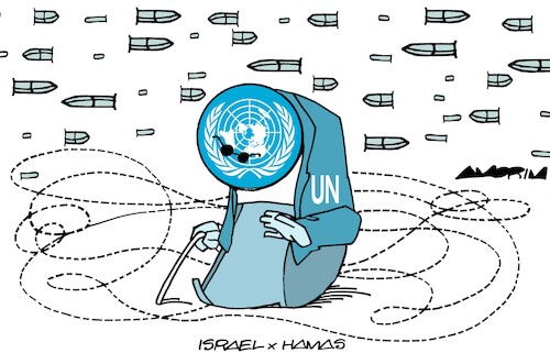 Cartoon: Shooting (medium) by Amorim tagged un,israel,hamas,palestine,un,israel,hamas,palestine