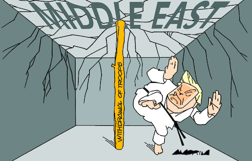 Cartoon: Withdrawal of Troops (medium) by Amorim tagged trump,iran,withdrawaloftroops,trump,iran,withdrawaloftroops