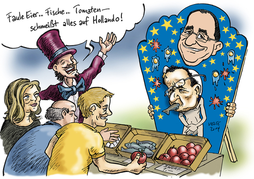 Cartoon: Hollande-Bashing (medium) by thomasvelte tagged politik,französisch,präsident,hollands,schmutz,bashing