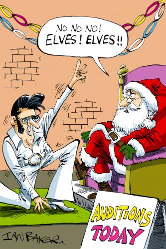 Cartoon: Christmas Card USA (medium) by Ian Baker tagged elvis,santa,christmas