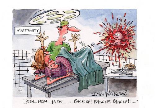 Cartoon: Fridge Magnet Design USA (medium) by Ian Baker tagged sick,bad,taste,birth