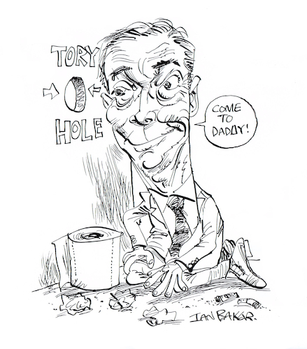 Cartoon: Nigel Farage (medium) by Ian Baker tagged nigel,farage,reform,uk,england,britain,politics,politician,party,racism,racist,fascist,fascism,right,wing,corruption,bully,adult,glory,hole,conservatives,tory,ian,baker,cartoonist,cartoon,caricature,parody,spoof,satire,humour,comedy,drawing,artwork