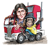 Cartoon: BJ and The Bear (small) by Ian Baker tagged bj,and,the,bear,chimpanzee,ape,trucker,trucking,cb,radio,tv,show,greg,evigan,ian,baker,cartoon,caricature,spoof,parody,satire,illustration,kenworth,usa