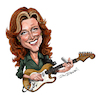 Cartoon: Bonnie Raitt (small) by Ian Baker tagged bonnie,raitt,ian,baker,cartoon,caricature,music,musician,guitar,country,blues,slide,vocals,red,hair,fender