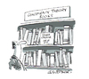 Cartoon: Conspiracy Theory (small) by Ian Baker tagged library,books,book,shop,shopper,literary,shelves,cartoon,ian,baker,conspiracy,theory,staff,selection,signs,gag