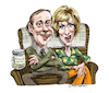 Cartoon: George and Mildred (small) by Ian Baker tagged george,mildred,brian,murphy,yootha,joyce,1970s,sitcom,comedy,british,tv,ian,baker,cartoon,caricature,spoof,parody