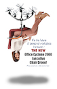 Cartoon: Parody Office Chair Drone Advert (small) by Ian Baker tagged spoof,parody,satire,comedy,humour,gag,advert,fake,office,lady,chair,drone,flight,transport,workplace,invention,technology,ian,baker,cartoon,caricature