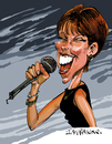 Cartoon: Pat Benatar (small) by Ian Baker tagged pat benatar rock singer pop music musician vocalist 80s eighties jazz female microphone caricature