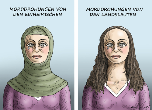 Cartoon: AISCHA IM WESTEN (medium) by marian kamensky tagged burka,erlaubt,burka,erlaubt