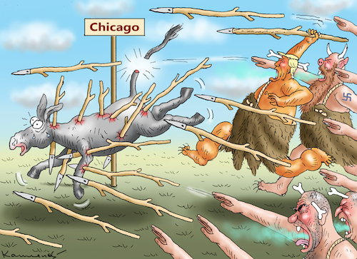 Cartoon: AL CAPONE- MUSSOLINI NEANDERTALE (medium) by marian kamensky tagged chicago,trump,maga,national,guardd,chicago,trump,maga,national,guardd