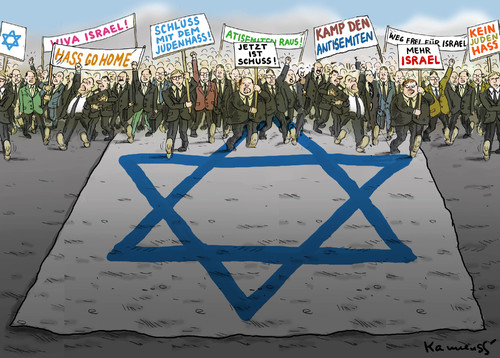 Cartoon: Antiantisemiten Demo (medium) by marian kamensky tagged israel,gaza,iran,palestina,konflikt,judenhass,antisemitismus,israel,gaza,iran,palestina,konflikt,judenhass,antisemitismus