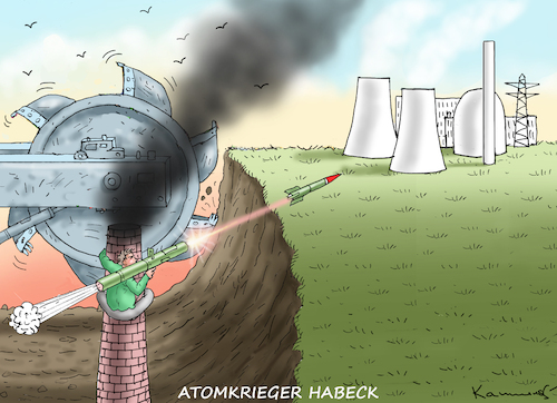 Cartoon: ATOMKRIEGER HABECK (medium) by marian kamensky tagged atomkrieger,habeck,atomkrieger,habeck
