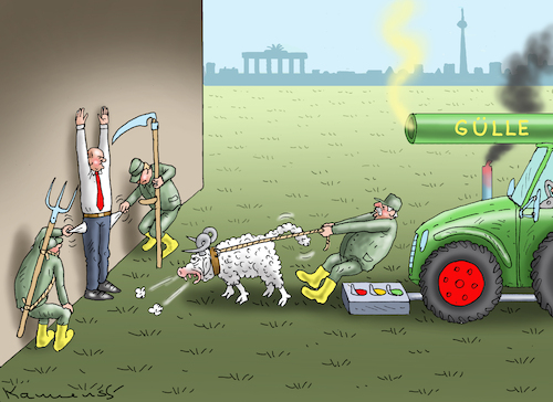 Cartoon: BAUERNAUFSTAND (medium) by marian kamensky tagged bauernaufstand,ampel,bauernaufstand,ampel