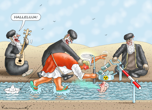 Cartoon: BIBI IS NOT AMUSED (medium) by marian kamensky tagged strasse,von,hormus,wieder,gesperrt,verlängerung,der,waffenruhe,strasse,von,hormus,wieder,gesperrt,verlängerung,der,waffenruhe