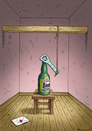 Cartoon: Bierabschied (medium) by marian kamensky tagged bier,abschied,herbstdepression,schwermut,bier,abschied,herbstdepression,schwermut