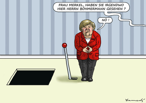 Cartoon: BÖHMERMANN IST WEG (medium) by marian kamensky tagged böhmermann,erdogan,merkel,satire,zdf,böhmermann,erdogan,merkel,satire,zdf