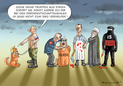 Cartoon: BRAVER PUTINS HUND DONALD TRUMP (medium) by marian kamensky tagged afrin,kurden,erdogan,syrien,aramenien,genozid,präsidentenwahlen,türkeiwahlen,afrin,kurden,erdogan,syrien,aramenien,genozid,präsidentenwahlen,türkeiwahlen
