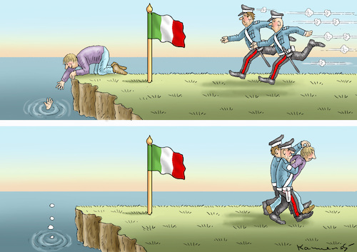 Cartoon: CONGRATULAZIONE- BELLA ITALIA ! (medium) by marian kamensky tagged lega,nord,italien,fünf,sterne,bewegung,populismus,kommunismus,nationalismus,lega,nord,italien,fünf,sterne,bewegung,populismus,kommunismus,nationalismus