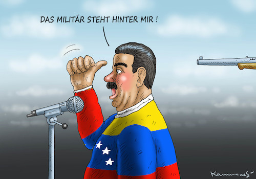 Cartoon: DAS MILITÄR STEHT HINTER MADURO (medium) by marian kamensky tagged venezuela,maduro,trump,putin,revolution,oil,industry,socialism,venezuela,maduro,trump,putin,revolution,oil,industry,socialism