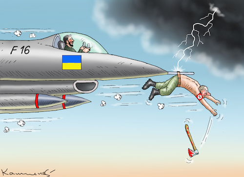 Cartoon: ENDLICH BEKOMMT DIE UKRAINE F 16 (medium) by marian kamensky tagged endlich,bekommt,die,ukraine,16,endlich,bekommt,die,ukraine,16