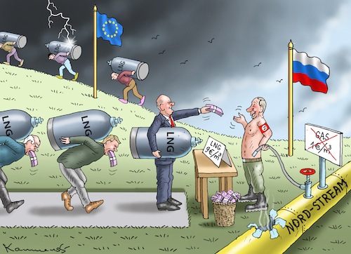 Cartoon: EU-LÖCHRIGE SANKTIONEN (medium) by marian kamensky tagged eu,löchrige,sanktionen,lng,putin,scholz,eu,löchrige,sanktionen,lng,putin,scholz