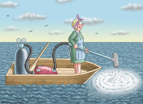 Cartoon: FINDIGE HAUSFRAU AM GAS-LECK (medium) by marian kamensky tagged gas,pipeline,sabotage,putin,nords,tream,gas,pipeline,sabotage,putin,nords,tream