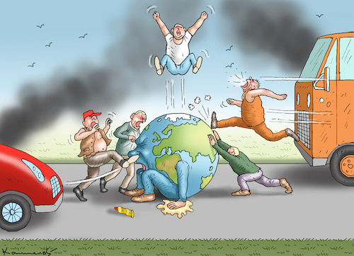 Cartoon: FLACHMACHUNG DER ERDE (medium) by marian kamensky tagged klimakleber,in,berlin,last,generation,klimakleber,in,berlin,last,generation