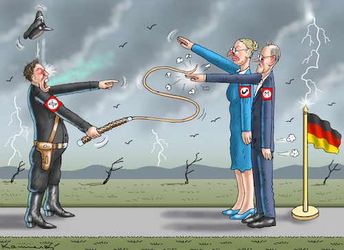 Cartoon: FRITZ ÜBT SCHON MAL (medium) by marian kamensky tagged chrupalla,bei,lanz,afd,remigration,ard,merz,aschaffenburg,brandmaurer,im,wunderland,chrupalla,bei,lanz,afd,remigration,ard,merz,aschaffenburg,brandmaurer,im,wunderland