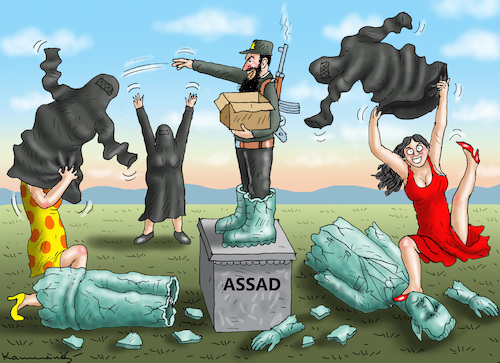 Cartoon: GLÜCKLICHES SYRIEN (medium) by marian kamensky tagged asyl,für,baschar,und,asma,assad,in,moskau,asyl,für,baschar,und,asma,assad,in,moskau