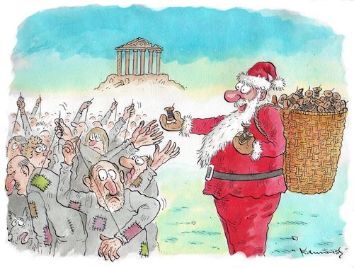 Cartoon: Griechische Weihnachten (medium) by marian kamensky tagged santa,claus,greece,financial,crisis,christmas,euro,weihnachten,weihnachtsmann,griechenland,finanzkrise