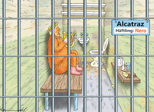 Cartoon: HÄFTLING NERO (medium) by marian kamensky tagged musk,trump,zuckerberg,bezos,felon,and,elon,in,panama,zölle,diktator,selenskyj,putin,ukraine,usa,china,alcatraz,handelskrieg,musk,trump,zuckerberg,bezos,felon,and,elon,in,panama,zölle,diktator,selenskyj,putin,ukraine,usa,china,alcatraz,handelskrieg