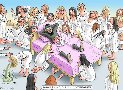 Cartoon: HAMAS UND DIE 72 JUNGFRAUEN (medium) by marian kamensky tagged hamas,und,die,72,jungfrauen,hamas,und,die,72,jungfrauen