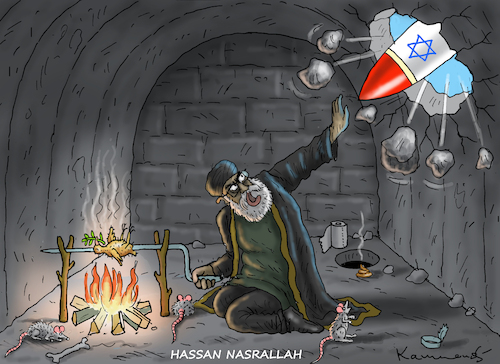 Cartoon: HASSAN NASRALLAH (medium) by marian kamensky tagged jungfrauengeile,hisbollah,pager,mossad,hamas,hassan,nasrallah,jungfrauengeile,hisbollah,pager,mossad,hamas,hassan,nasrallah