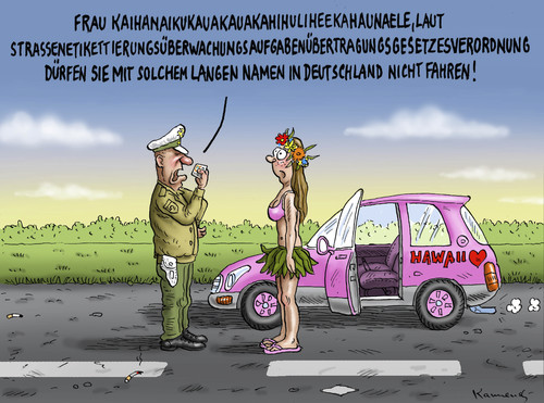 Cartoon: Hawaianerin in Deutschland (medium) by marian kamensky tagged amtsmissbrauch,ordnungsamt,strassenverkehr,strassenverkehr,ordnungsamt,amtsmissbrauch