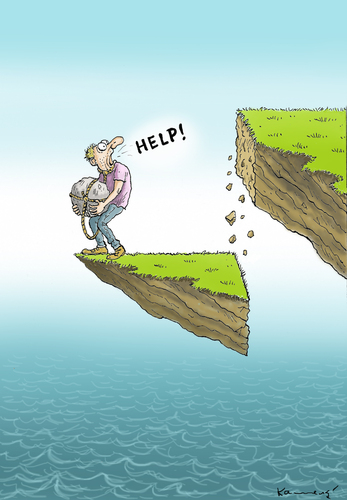 Cartoon: Help! (medium) by marian kamensky tagged humor,illustration,sturz,stürzen,selbstmord,suizid,sterben,existenz,abgrund