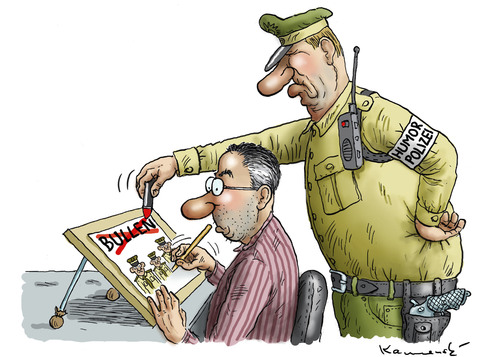 Cartoon: Humorpolizei (medium) by marian kamensky tagged polizei,zensur,pressefreiheit,einschränkungen,polizei,zensur,pressefreiheit,einschränkungen