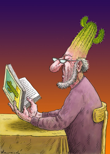 Cartoon: Kaktusleser (medium) by marian kamensky tagged abhängigkeit,leidenschaft,gefangenschaft,buchmesse,kunst,literatur,bücher,humor,bücher,literatur,kunst,buchmesse,leidenschaft,abhängigkeit