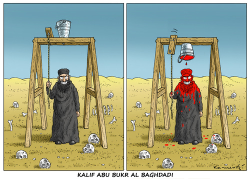 Cartoon: Kalif Abu Bukr Al Baghdadi (medium) by marian kamensky tagged kalif,abu,bukr,al,baghdadi,isis,irak,islamisten,terror,kalifat,kalif,abu,bukr,al,baghdadi,isis,irak,islamisten,terror,kalifat
