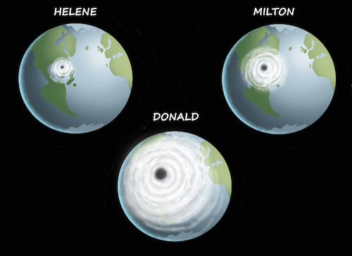 Cartoon: KATASTROPHENSTEIGERUNGEN (medium) by marian kamensky tagged trump,und,der,hurrikan,milton,trump,und,der,hurrikan,milton