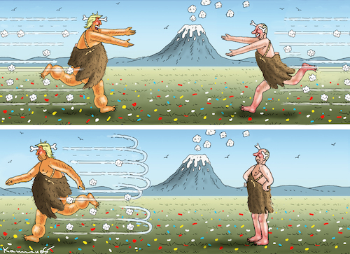 Cartoon: LIEBESÄRGER IM NEANDERTAL (medium) by marian kamensky tagged trump,putin,treffen,budapest,ukraine,trump,putin,treffen,budapest,ukraine
