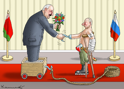 Cartoon: LUKASCHENKO BESUCHT PUTIN (medium) by marian kamensky tagged lukaschenko,besucht,putin,lukaschenko,besucht,putin