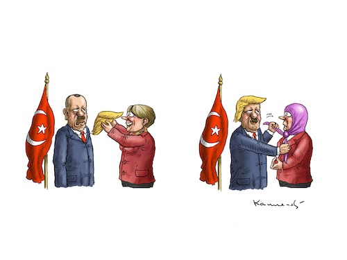 Cartoon: MERKEL BESUCHT ERDOGAN (medium) by marian kamensky tagged cumhuriyet,erdogan,pressefreiheit,türkei,merkel,cumhuriyet,erdogan,pressefreiheit,türkei,merkel