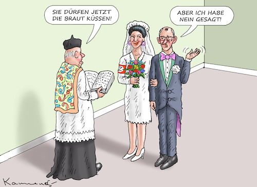 Cartoon: MERZ HEIRATET PUTINKNECHT (medium) by marian kamensky tagged merz,heiratet,putinknecht,bsw,merz,heiratet,putinknecht,bsw