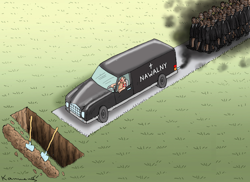 Cartoon: NAWALNYS BEGRÄBNIS (medium) by marian kamensky tagged nawalnys,begräbnis,nawalnys,begräbnis