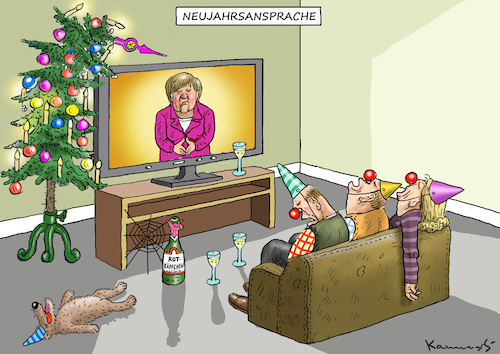Cartoon: NEUJAHRSANSPRACHE (medium) by marian kamensky tagged neujahrsansprache,merkel,neujahrsansprache,merkel
