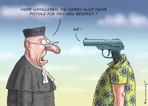 Cartoon: NSU PROZESS (medium) by marian kamensky tagged nsu,prozess,wohlleben,zschäpe,nsu,prozess,wohlleben,zschäpe