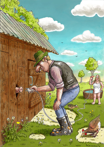 Cartoon: Ökostrom (medium) by marian kamensky tagged ökologie,umweltschutz,bayern,biobauer,ökostrom,ökostrom,biobauer,bayern,umweltschutz,ökologie