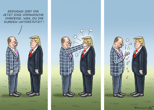 Cartoon: Ohrfeige für Trump (medium) by marian kamensky tagged erdogans,operation,olivenzweig,syrien,kurden,trump,erdogans,operation,olivenzweig,syrien,kurden,trump