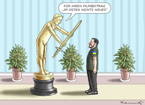 Cartoon: OSCARS (medium) by marian kamensky tagged flucht,aus,cherson,putin,energieterror,weihnachtsgenozid,in,der,ukraine,oscars,abrams,leopard,flucht,aus,cherson,putin,energieterror,weihnachtsgenozid,in,der,ukraine,oscars,abrams,leopard